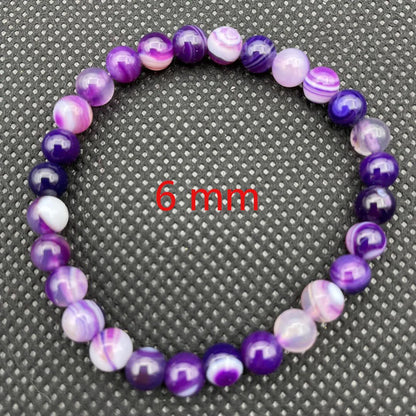 Luckacco 6/8/10 mm Dreamlike Purple Pink Agate Beaded Bracelet Natural Stone Gradient Style Beads Bracletes for Women Hand Jewelry Gift