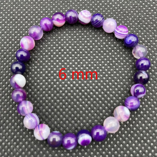 Luckacco 6/8/10 mm Dreamlike Purple Pink Agate Beaded Bracelet Natural Stone Gradient Style Beads Bracletes for Women Hand Jewelry Gift