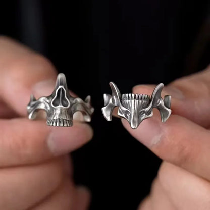 Luckacco Yhpup2Pcs Vintage Gothic Steel Skull Mask Rings Skull Mask Design Alloy Finger Rings Set for Men Women  Creative Punk Mens Rings