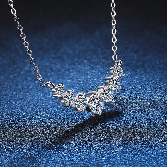 Luckacco Moissanite Necklace for Woman Wedding Fine Jewely with Certificates 925 Sterling Sliver Plated 18k White Gold Necklace