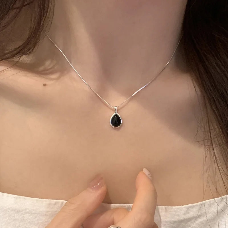 luckacco new trendy fashion 925 silver pearl simple elegant thin chain pendant necklace for women girl jewelry dropship