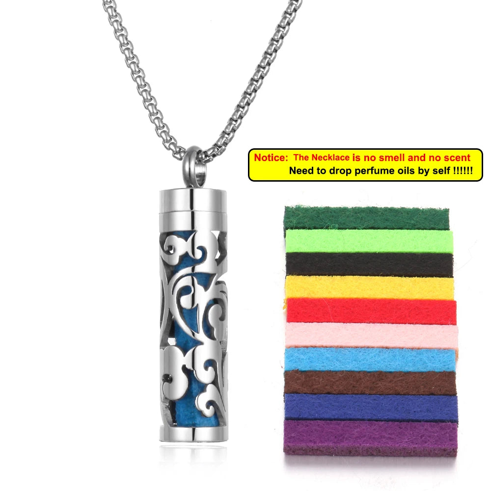 luckacco long strip stainless steel aromatherapy necklace perfume diffuser essential oil diffuser pendant necklace jewelry accessories