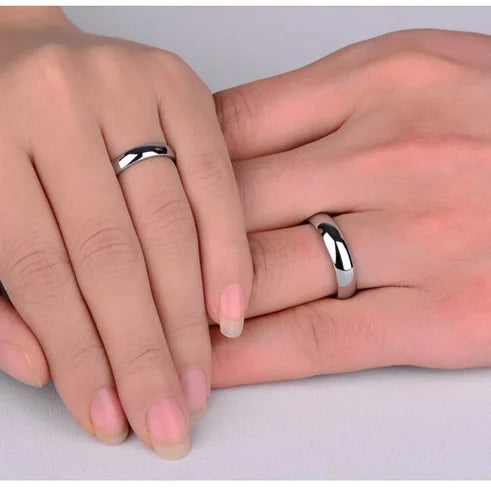 Luckacco Fashion simple titanium steel plain couples ring 6mm and 4mm rings Wedding Promise Engagement Rings For Women