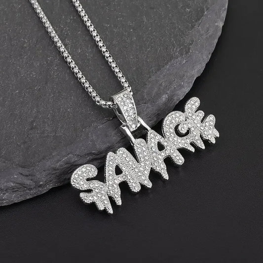 Luckacco Hip Hop Ice Out Zircon Letter Otf Letter Pendant Necklace for Men and Women Fashion Rock Party Jewelry Gift