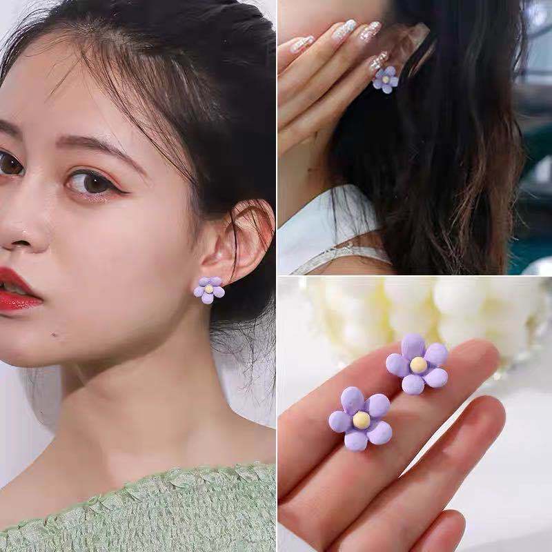 2022 New Design Purple Flower Butterfly Drop Earrings for Women Sweet Fairy Mystery Shiny Crystal Resin Lace Earring Jewelry - luckacco