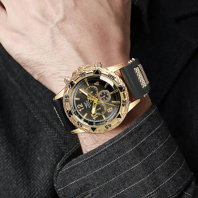 luckacco fashion large dial men’s watch casual silicone band analog quartz wrist watch man sports watches reloj hombre
