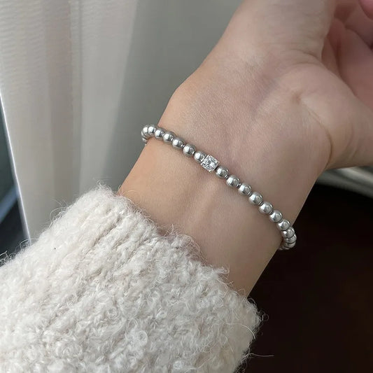 Luckacco Vintage Creativity Irregular Baroque Imitation Pearl Heart Shape Beading Bracelets for Women Fashion Accessories Lucky Tag Gifts
