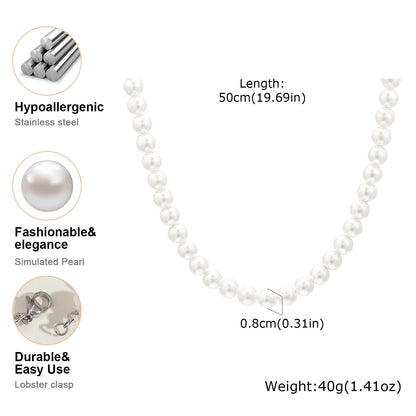 Luckacco Light luxury Imitation Pearl Necklace for Women, Waterproof Stainless Steel Necklaces,Mother's Day Gift Jewelry