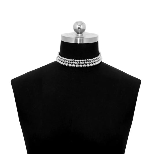 Luckacco Multi-Layer White Imitation Pearl Necklace Bead  Chain Punk Ladies Wedding Short Clavicle Necklac Girl Charm Banquet Jewelry