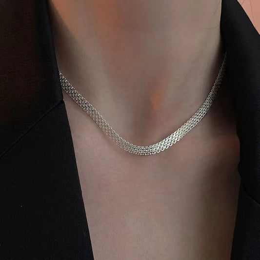 Luckacco New 925 Sterling Silver Necklace Simple Style Charming Woman Choker Birthday Party Gift Exquisite Jewelry
