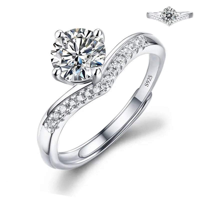 luckacco never fade luxury classic 18k white gold color ring solitaire 2 carat zirconia diamant wedding band women jewelry accessories
