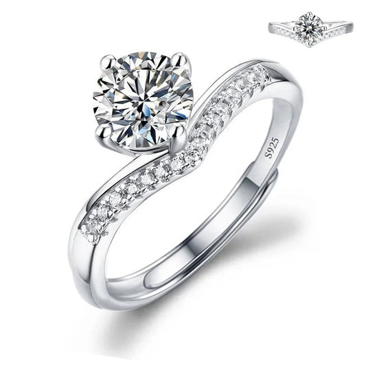 Luckacco Never Fade Luxury Classic 18K White Gold Color Ring Solitaire 2 Carat Zirconia Diamant Wedding Band Women Jewelry Accessories