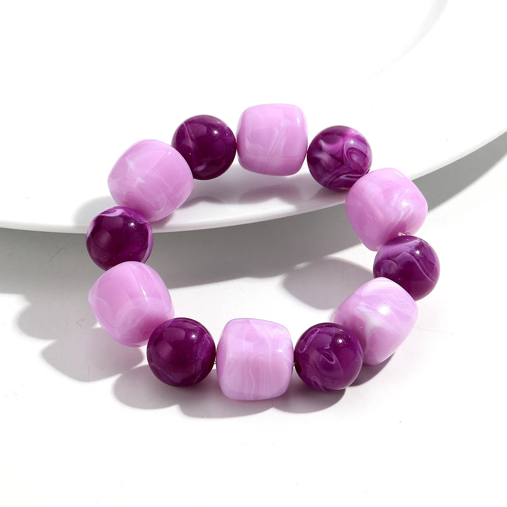 luckacco acrylic chunky irregular square round beaded bracelet for women european and american simple bracelet fashion hand accessories