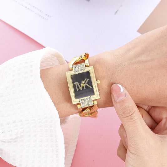Luckacco Luxury Brand Women's Watch Fashion Elegant Style Metal Strap Square Trendy Quartz Watch for Women Woman's Wristwatch Clock