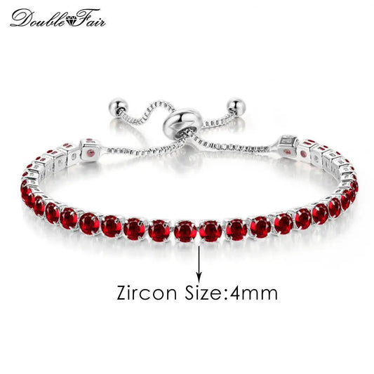 Luckacco Designer Red Zirconia Short Tennis Bracelets for Women Men Dazzling Crystal Adjustable Chain on Hand Party Daily Gifts Jewelry