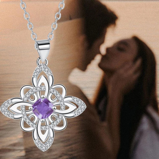 Luckacco 925 Thai Silver Classic Witch Knot Necklace With Zircons Trinity Knot Good Luck CZ Charm Wiccan Symbol Protection Jewelry