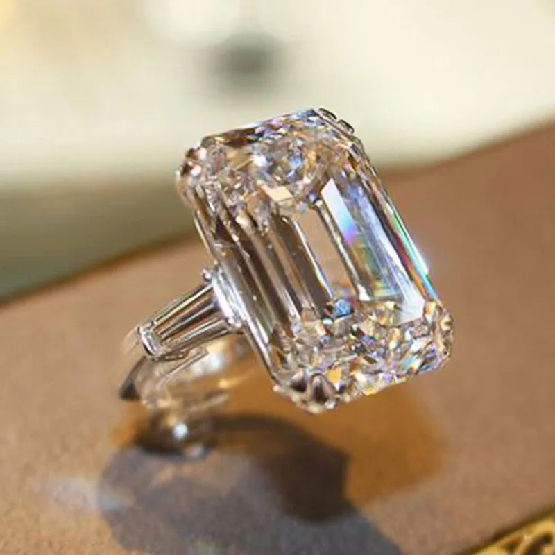 luckacco new sparkling quadrilateral geometric design ring light luxury personalized fashion style engagement and wedding accessories