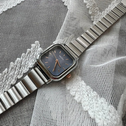 Luckacco Hot Sale Women Quartz Watch Square Dial Stainless Steel Bamboo Strap Casual Fashion Wristwatch Reloj De Mujer