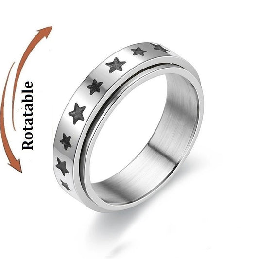 Luckacco Simple Stainless Steel Anxiety Fidget Spinner Rings for Couple Rotating Anti Stress Wedding Band Knuckle Ring Fashion Jewelry