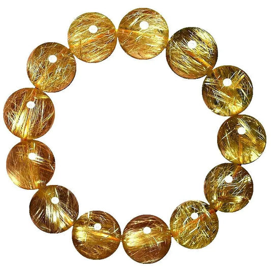 Luckacco Natural Brazil Golden Hair Crystal Bracelet Female Gold Titanium Crystal Male High grade Jewelry Good Lucky Beaded Couple Gift