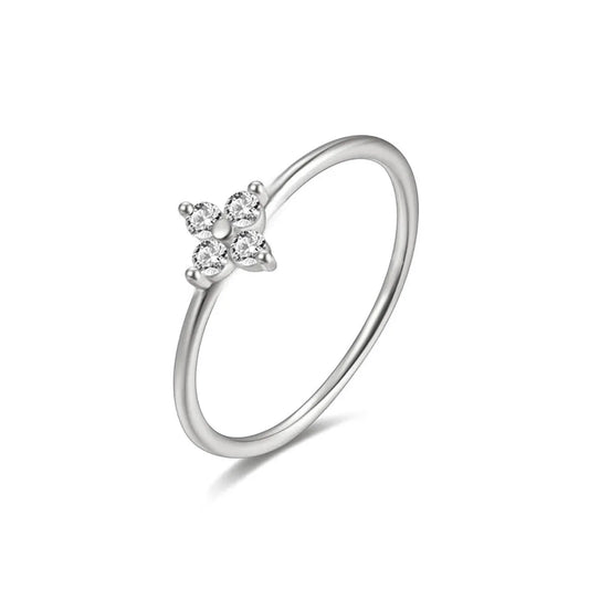 Luckacco Fashion New Flower Stainless Steel Ring for Women Personalized Exquisite Crystal Ring Jewelry Accessories Exquisite Gift Jewelry