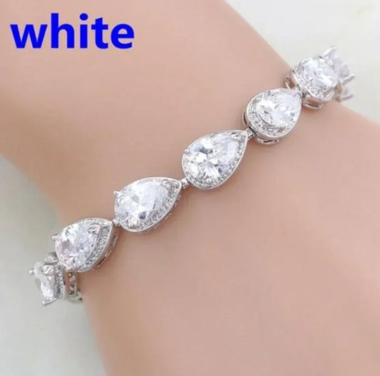 Luckacco Exquisite Shiny Tennis Ball Shape Crystal Zircon Bracelet for Women Fashion Evening Party Jewelry Girls Gift