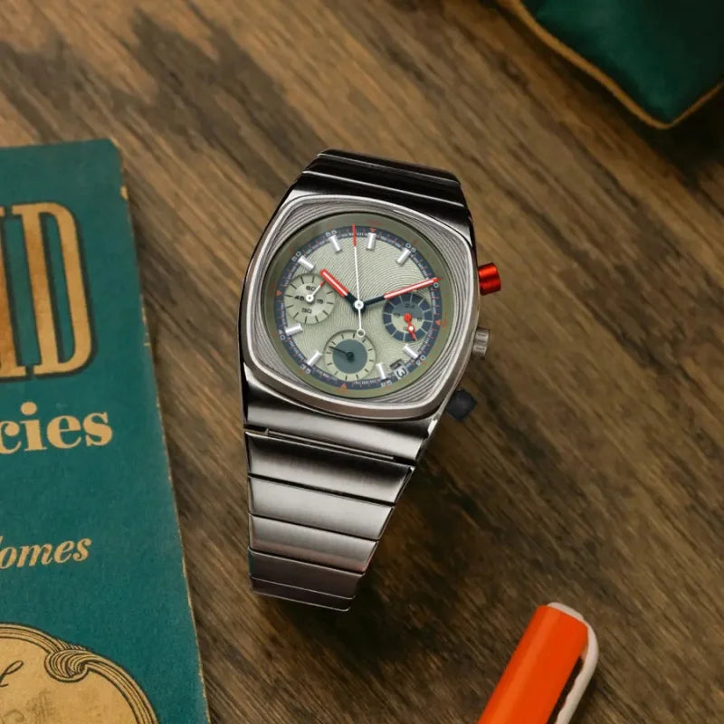 luckacco ciloa man high quality quartz watches for men retro automatic movement steeldive male stainless steel waterproof watch men's