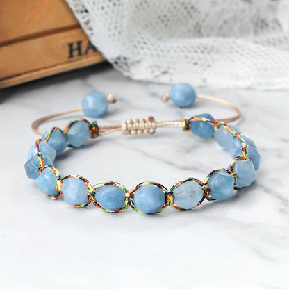 Luckacco Irregular Cut Surface Beads Bracelet Trendy Adjustable Natural Tiger Eye Amethyst Pink Quartz Beaded Bracelets for Women Jewelry