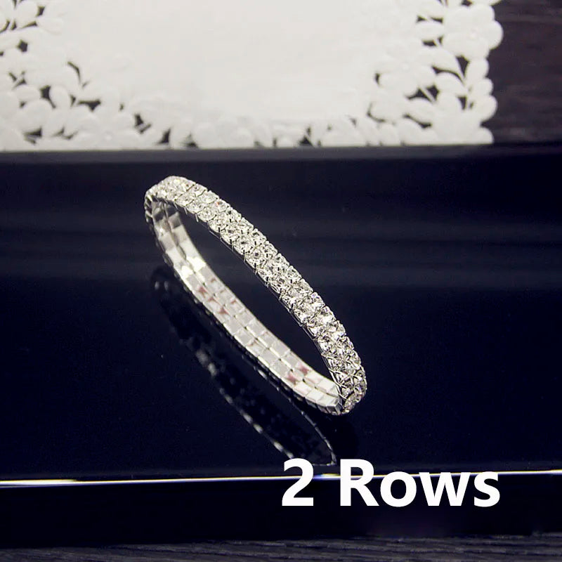 luckacco luxury full white aaa cz zircon crystal elastic bracelet bling iced out rhinestone women's bracelet for women wedding jewelry