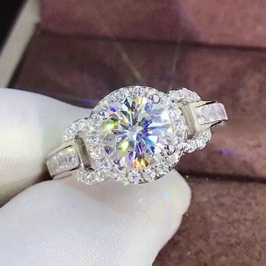 Luckacco Exquisite Fashion Silver Color Inlaid with White Zircon Engagement Rings Luxury Elegant Wedding Rings Set Women Jewelry