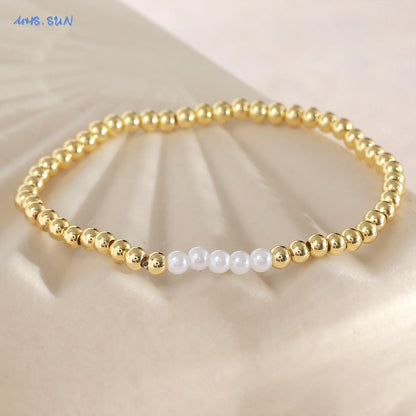 Luckacco MHS.SUN New Bohemian Gold Plated Metal Beaded Bracelets Colorful Rice Beads Bracelet Birthday Party Jewelry For Women Men