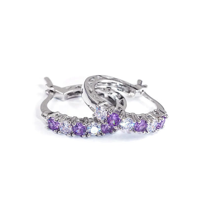 Luckacco New Arrival 925 Sterling Silver pendientes Fashion Round Circle Clear Mosaic CZ Zircon Stud Earrings for Women Jewelry brincos