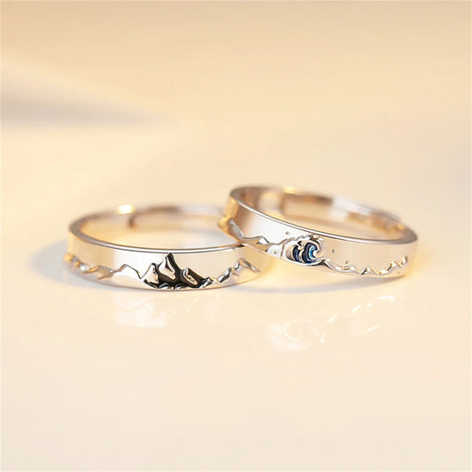 Luckacco 2Pcs Silver Color Luxury Zircon Crown Cross Couple Rings For Lovers Forever Endless Love Wedding Bands Ring Valentines Day Gifts