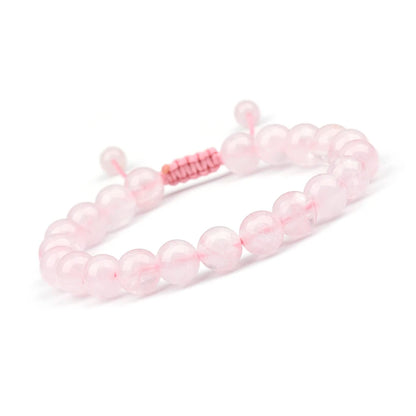 Luckacco 1p 8mm Rose Quartz Amethyst Sunstone Moonstone Braided Ajustable Beaded Bracelet Natural Gem Crystal Energy gift for men women