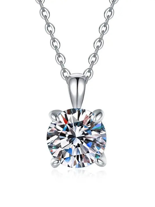 Luckacco Lihong Classic Women's Necklace AAAAA Zirconia 1ct Four Prong 925 Sterling Silver Pendant Luxury Fine Jewelry