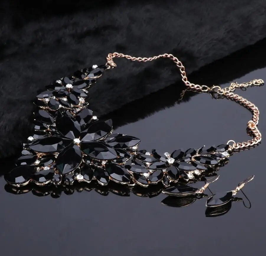 luckacco fashion crystal jewelry sets bridal necklace earrings sets wedding party jewelery dress jewellery decoration accessories