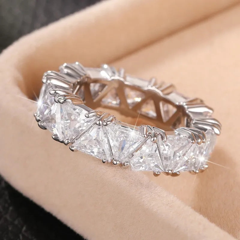 luckacco daily picks triangular cz promise rings for women luxury trendy wedding bands accessories engagement party hot fashion female jewelry
