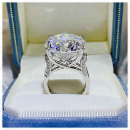 Luckacco Solitaire Huge 20Ct Blue Moissanite Diamond Ring 925 Sterling Silver Party Wedding Band Rings for Women Men Engagement Jewelry