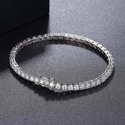Luckacco Wong Rain 925 Sterling Silver 3EX Colorful 3 MM Real Moissanite Diamonds Gemstone Tennis Chain Bracelets Bangle Fine Jewelry