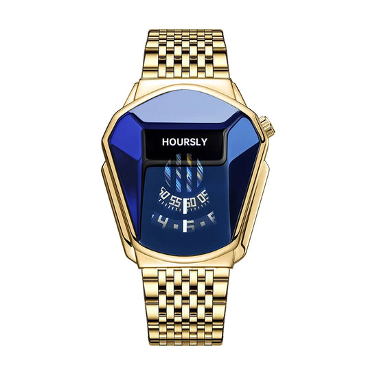 Luckacco Gold Luxury Brand Trend Cool Men Wrist Watch Stainless Steel Technology Fashion Quartz Watch for Men 2024 Relogio Masculino
