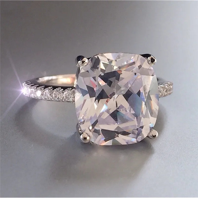 luckacco luxury 925 sterling silver oval square simulated diamond rings finger for cocktail engagement wedding women jewelry