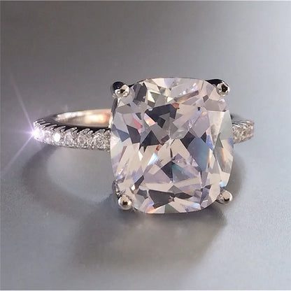 Luckacco Luxury 925 Sterling SILVER Oval Square Simulated Diamond Rings Finger For Cocktail ENGAGEMENT WEDDING Women JEWELRY