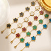 Luckacco Classic Luxury Stainless Steel Bracelet Ladies Adjustable Five Flower Bracelets for Women New Fashion Party Jewelry Gifts Clover