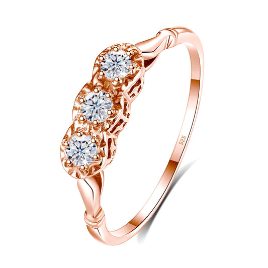 Luckacco 3 Stone Rings For Woman 3mm D Color Moissanite With Certificate 100% 925 Sterling Silver Luxury Designer Engagament Jewelry Sale