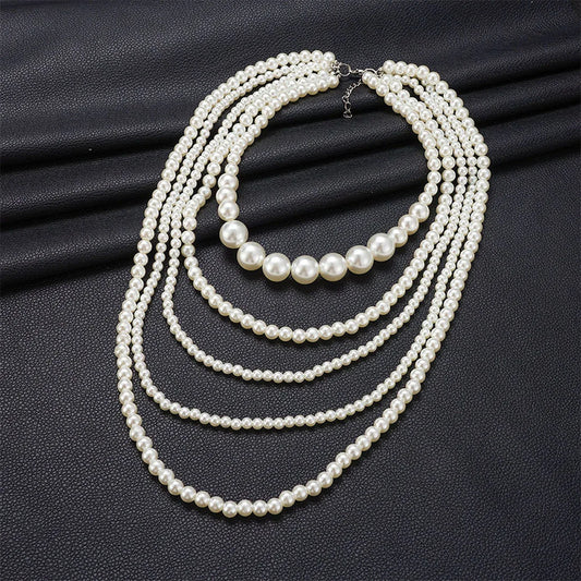 Luckacco Multilayered Imitation Pearl Necklace for Woman Luxury Jewelry High Quality Fashion Woman Necklaces