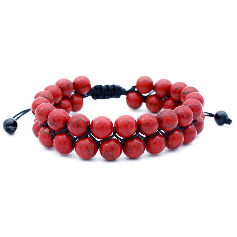 luckacco fashion men tiger eye natutal stone beaded braided bracelet bangles handmade double layer lapis lazuli bracelets hommes