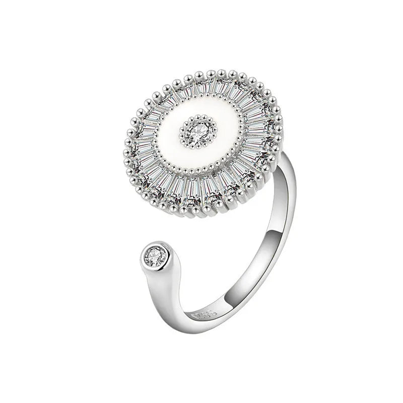 luckacco ethnic mandala flower finger rings for women girls rotating rose sun planet anxiety knuckle ring anti stress jewelry