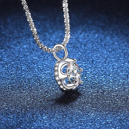 Luckacco 1/2CT Glassic Sparkling Round Cut Moissanite Pendant for Women Test Passed Lab Grown Diamond 925 Sterling Silver Elegant