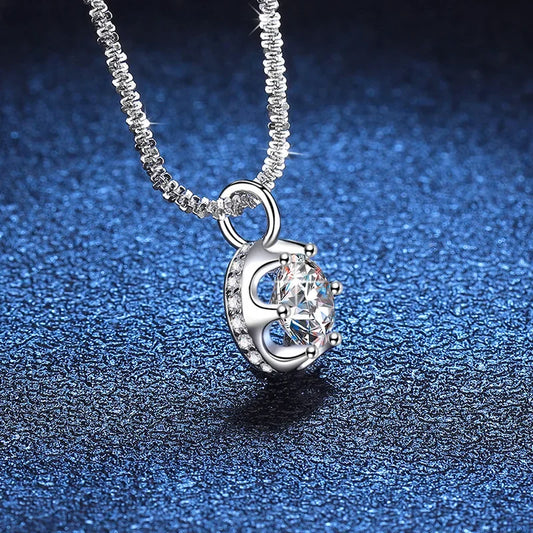 Luckacco 1/2CT Glassic Sparkling Round Cut Moissanite Pendant for Women Test Passed Lab Grown Diamond 925 Sterling Silver Elegant
