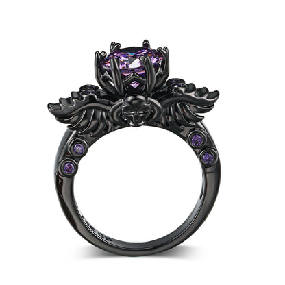 Luckacco Retro Punk Skull Gothic Ring For Women Men Halloween Goth Black Gold Color Rings Accession  Fashion Jewelry R523